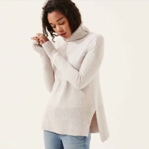 Lou & Grey Turtleneck Sweater Tunic Neutral Minimalist Academia Oversize Soft XS - Picture 1 of 7